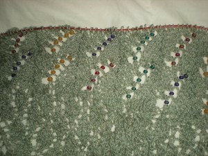 beads, lace knitting on needles